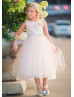 Lace Tulle Flower Girl Dress With Rhinestone Belt